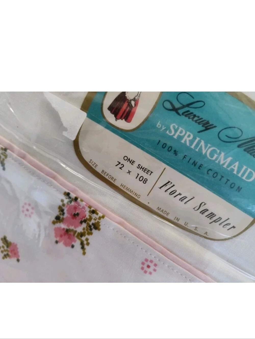 Springmaid Luxury Muslin Cotton Twin Flat Sheet Pink Floral 72